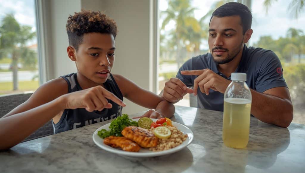 Athlete in New Port Richey learning about macronutrients and balanced meals at DaVinci Fitness.